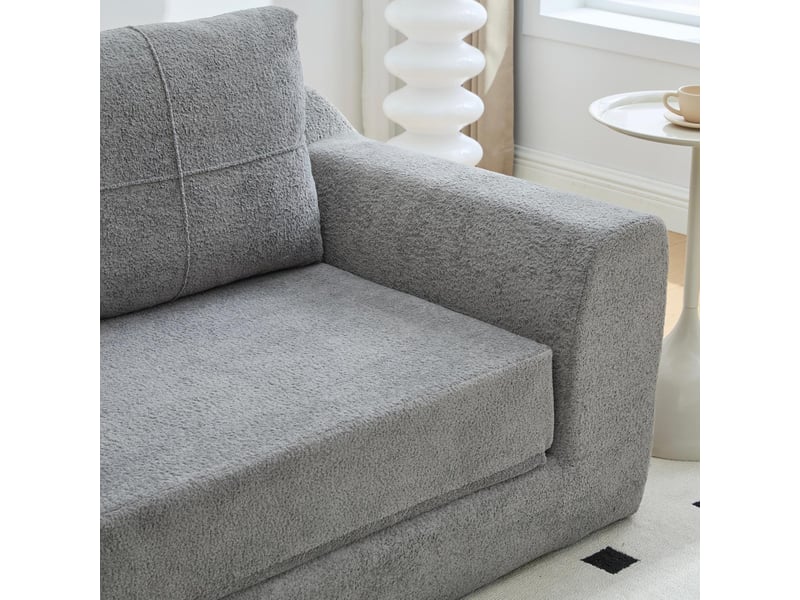 Canapé convertible 2 places en velours gris foncé W3607P437079 - Conforama E