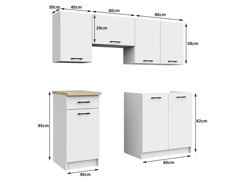  Ensemble de cuisine akord oliwia 1.8m blanc 180 cm 7 portes 1 tiroir façade béton 8 étagères 180x46x203 cm Oliwia 1.8M - Conforama E