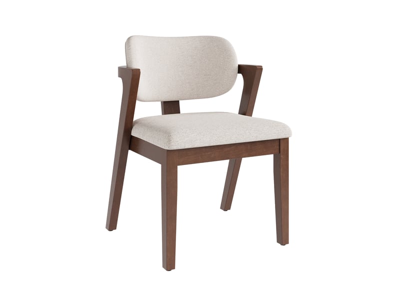  Lot de 6 chaises de salle à manger en bois et lin, noyer et beige avoine  - Conforama A