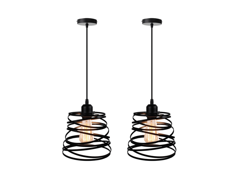  Lot de 2 suspensions luminaires moderne créatif lustre de design à spirale e27 20cm noir  - Conforama A