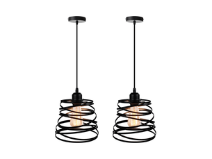 Lot de 2 suspensions luminaires moderne créatif lustre de design à spirale e27 20cm noir