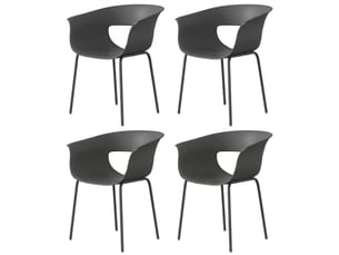 Lot de 4 chaises de jardin avec accoudoirs métal plastique gris foncé 61 x 51 x 74 cm