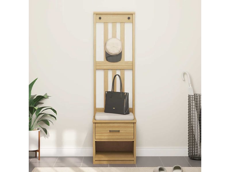  Porte manteau couloir sandnes 45x40x159,5 cm bois massif pin shl13265  - Conforama C