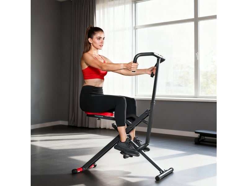  Appareil de musculation total crunch pliable 105 x 57 x 115 cm rouge en métal, entraînement complet  - Conforama B