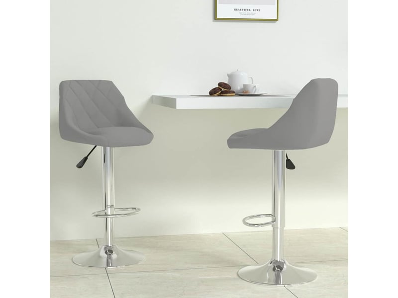  Lot de 2 tabouret de bar, chaise de bar gris clair velours shl77599  - Conforama B