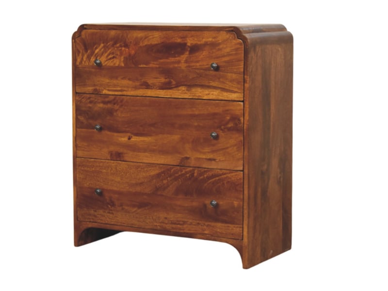  Artisan furniture commode newton en bois massif, finition châtaignier, 3 tiroirs  - Conforama A