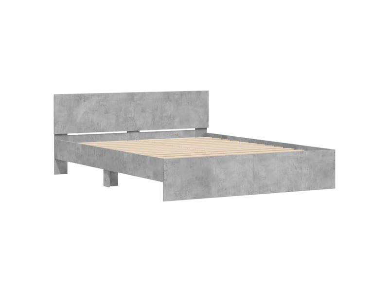  Lit double- lit adulte -  cadre de lit sans matelas gris béton 150x200 cm  - Conforama C