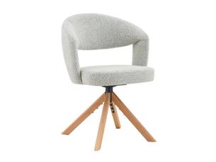Lot de 2 chaises pivotantes 81,5 cm, couleur bois+gris clair, rotation 360°, dossier courbé, pour salle à manger, tissu