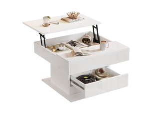 Table basse carré(e) coloris blanc <strong>MERAX</strong> <strong>table basse blanc</strong> - 70 cmx70 cm