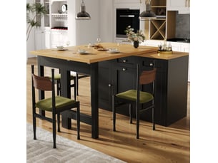 Table extensible avec 1 tiroir, rangement et support coulissant pour poubelle pour cuisine et petits espaces noir
