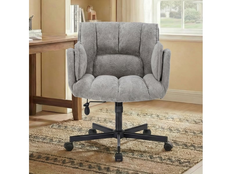  Chaise de bureau pivotante 71 x 68 cm – gris – accoudoirs rabattables et hauteur réglable – tissu respirant  - Conforama D