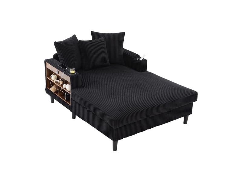 Fauteuil de salon, fauteuil lounge – avec méridienne, avec rangement, éclairage led, port usb, porte-gobelets, poches latérales - Conforama B