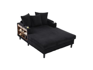 Fauteuil de salon, fauteuil lounge – avec méridienne, avec rangement, éclairage led, port usb, porte-gobelets, poches latérales