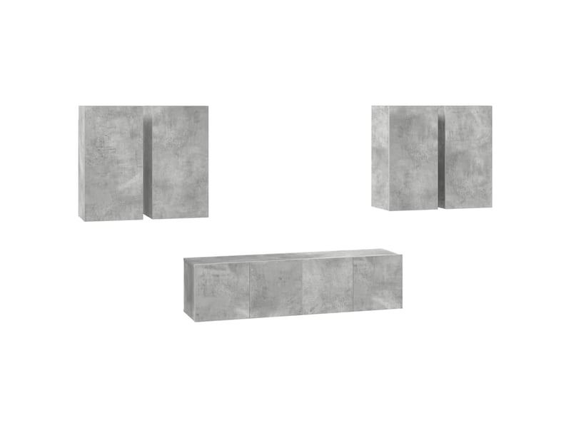  Ensemble de meuble tv - banc tv - meuble de rangement 6 pcs gris béton bois d'ingénierie  - Conforama A
