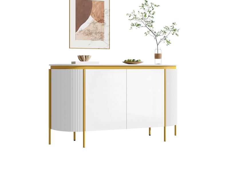  Buffet bas 140x38x80 cm 4 portes sans poignées mdf blanc  - Conforama A