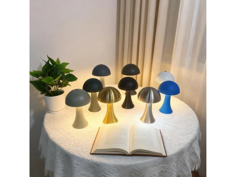 Lampe de table métal sans fil, design champignon – rechargeable usb, variateur tactile, vintage, pour intérieur et extérieur-noir - Conforama C