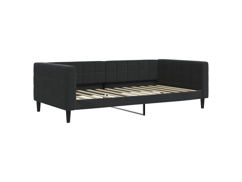  Lit simple- lit adulte -  lit de repos sans matelas noir 100x200 cm velours  - Conforama A