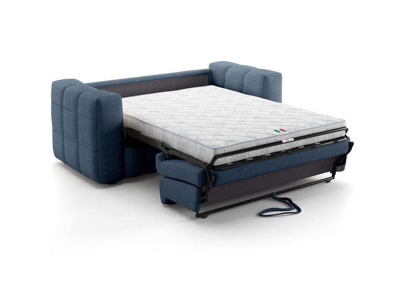  Canapé capitonné convertible 3 places en tissu chenille bleu foncé - ouverture express - cester Cester - Conforama D