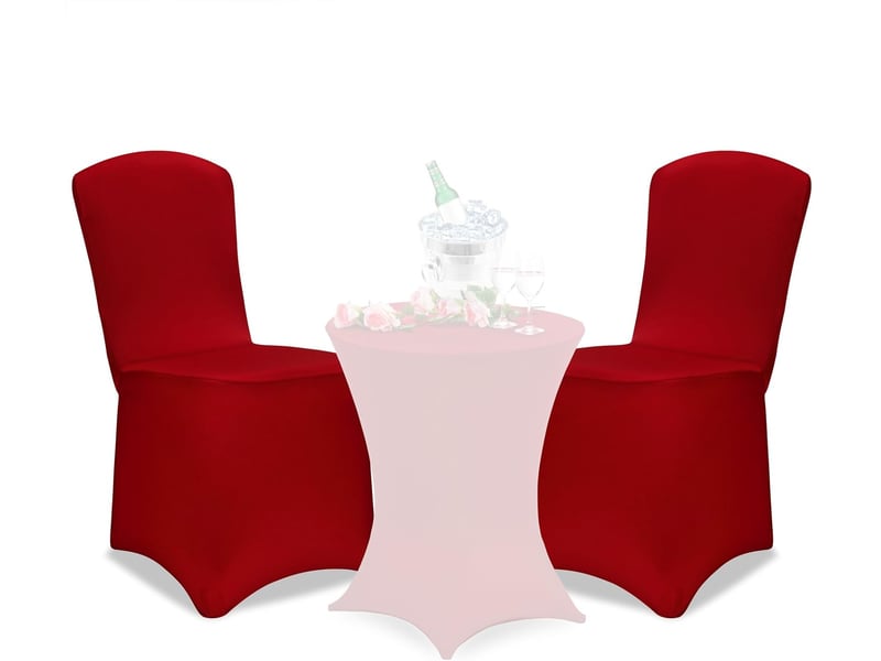  Housses de chaise élastiques bordeaux noël mariages rouge 6pcs  - Conforama C