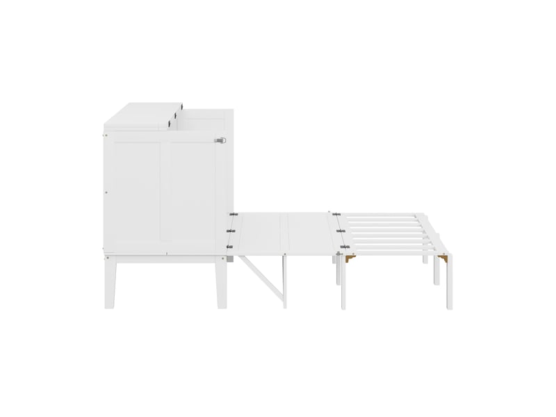  Lit escamotable mural 140x200 cm blanc - gain de place avec sommier inclus  - Conforama E