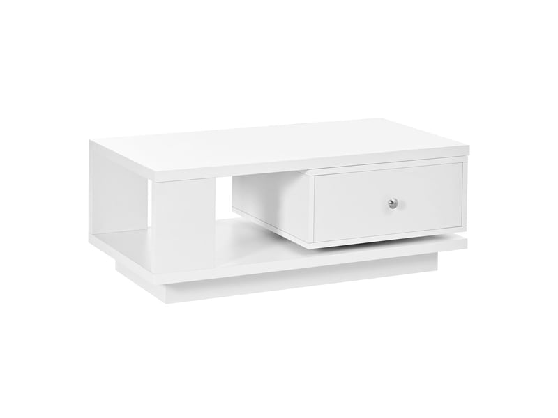  Table basse avec rangement tiroir pivotant compartiment ouvert finition brillante poignée en métal  - Conforama A