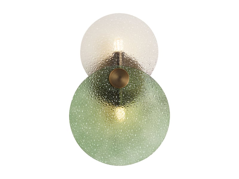  Art deco wandlamp donker brons met groen en helder glas 2-lichts - text  - Conforama E