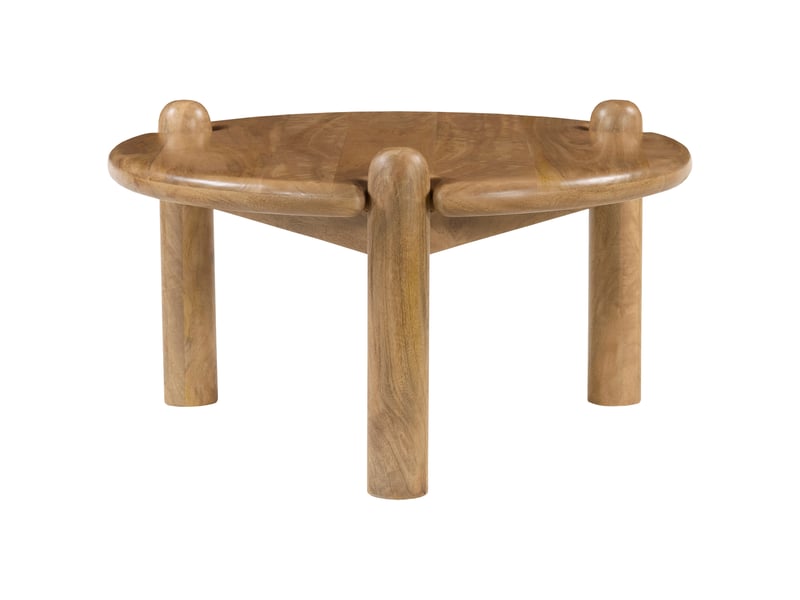  Table basse ronde en bois de manguier massif teinte foncée tori  - Conforama A