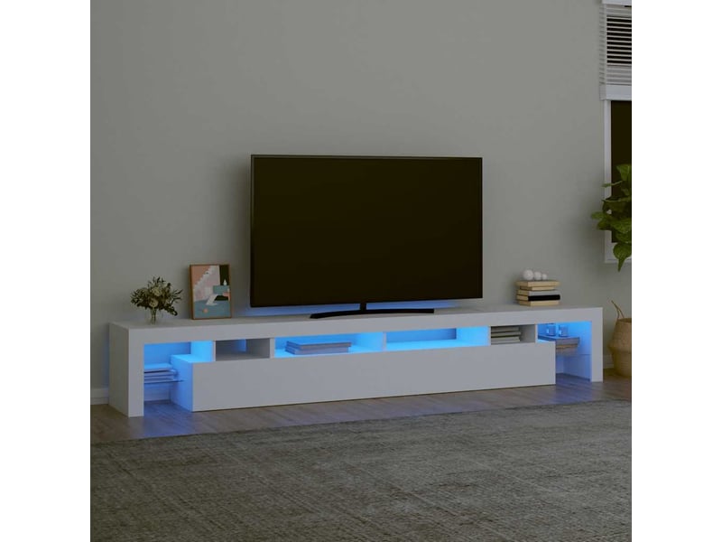  Meuble tv - banc tv - meuble de rangement avec lumières led blanc 260x36,5x40 cm  - Conforama B