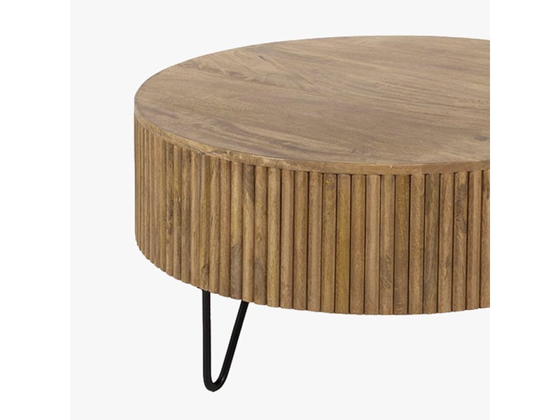  Lot de 2 tables en bois de manguier piètement en acier noir  - Conforama C