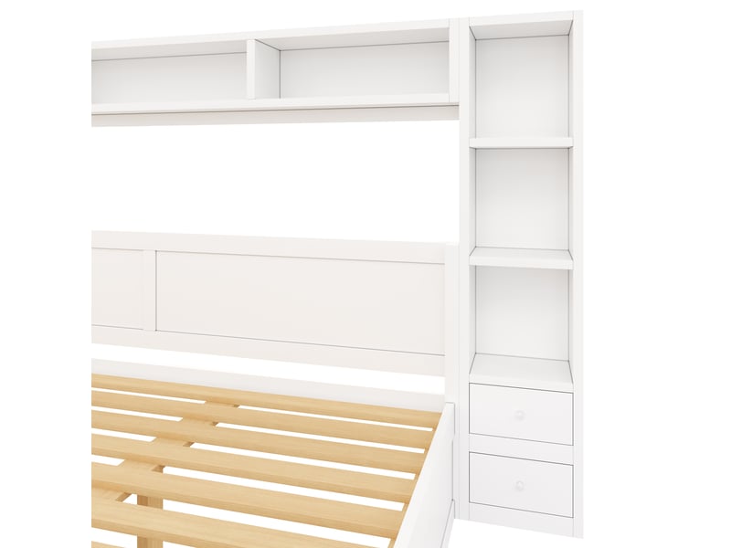  Cadre de lit 180x200 avec rangement, tête et pied de lit, led 7 couleurs, blanc  - Conforama W