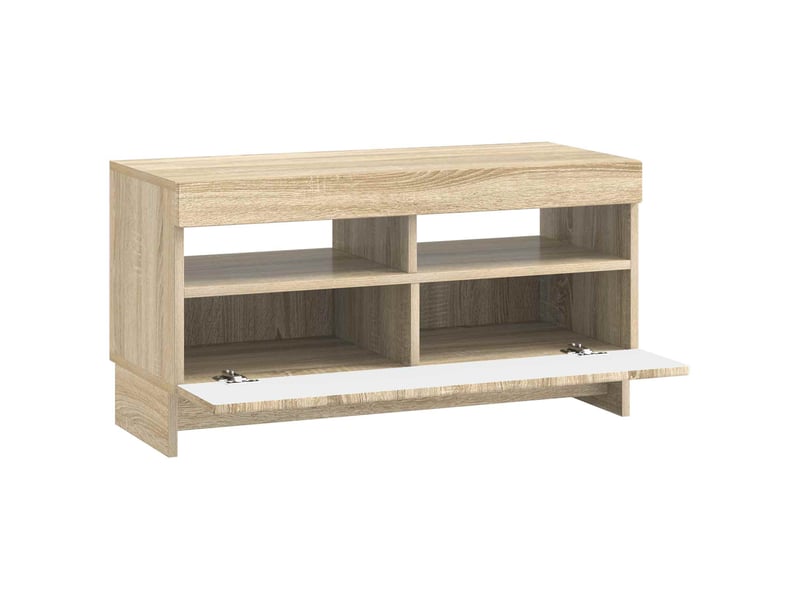  Meuble tv - banc tv - meuble de rangement led chêne sonoma bois d'ingénierie  - Conforama E
