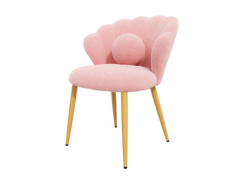  Lot de 6 chaises – rembourrées – pieds en métal doré – rose  - Conforama E