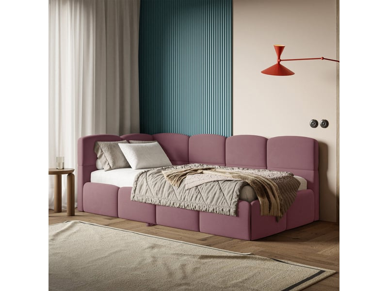 Selsey cloudy - lit rembourré - 170x185 cm - velours rose - côté gauche Cloudy - Conforama C