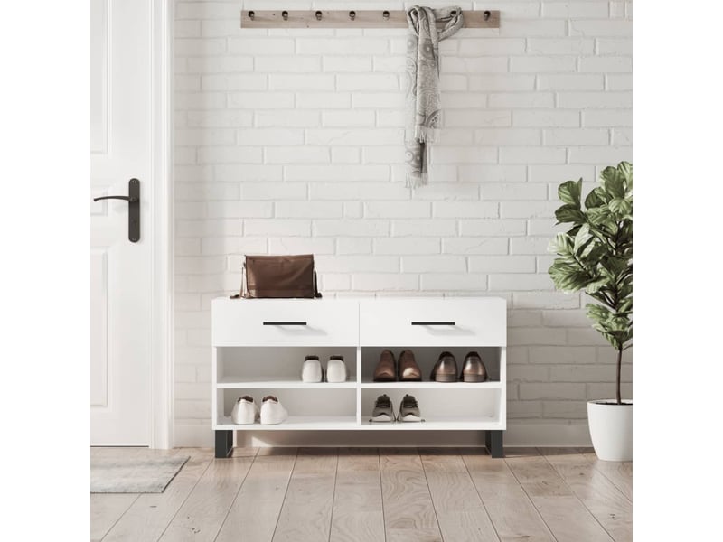  Banc à chaussures blanc brillant 102x35x55 cm bois d'ingénierie shl9256  - Conforama B