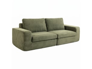 Canapé 3 places en velours côtelé, canapé de salon compressé moderne 236 cm avec coussin à ressorts, vert