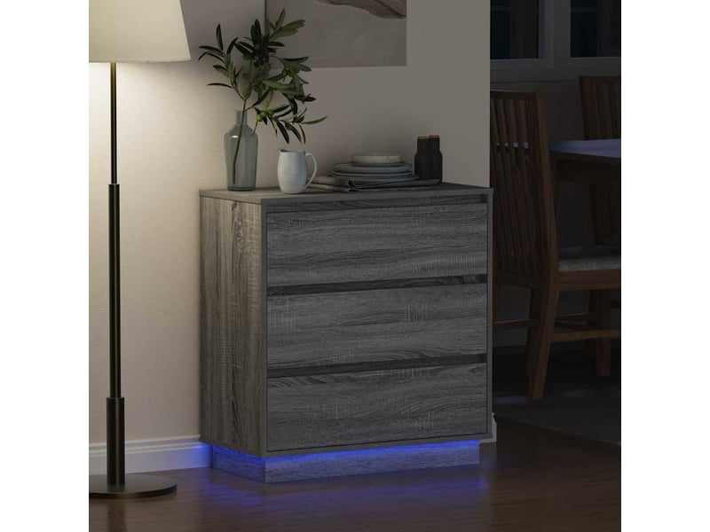 Table de chevet - cabinet de chevet - table de nuit gris 71 x 34,5 x 75 cm bois d'ingénierie - Conforama D
