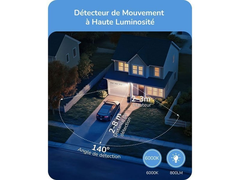  Projecteur exterieur led sans fil 800 lm 6000k pir ip44 2 tetes rotatives 370618_AABFD50284_6_DROPFR - Conforama C