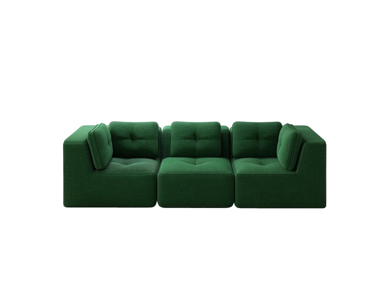  Canapé droit modulable 3 places velours côtelé vert – 297 x 104 x 69 cm Fay Lum - Conforama A