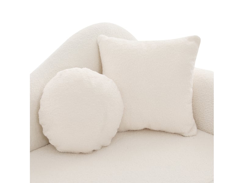 Méridienne fixe avec rangement 134x64x70 cm tissu effet peau lainée beige clair - Conforama R