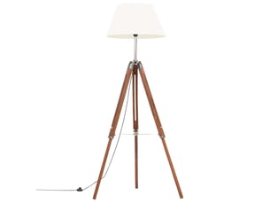 Lampadaire à trépied marron miel et blanc bois de teck 141 cm