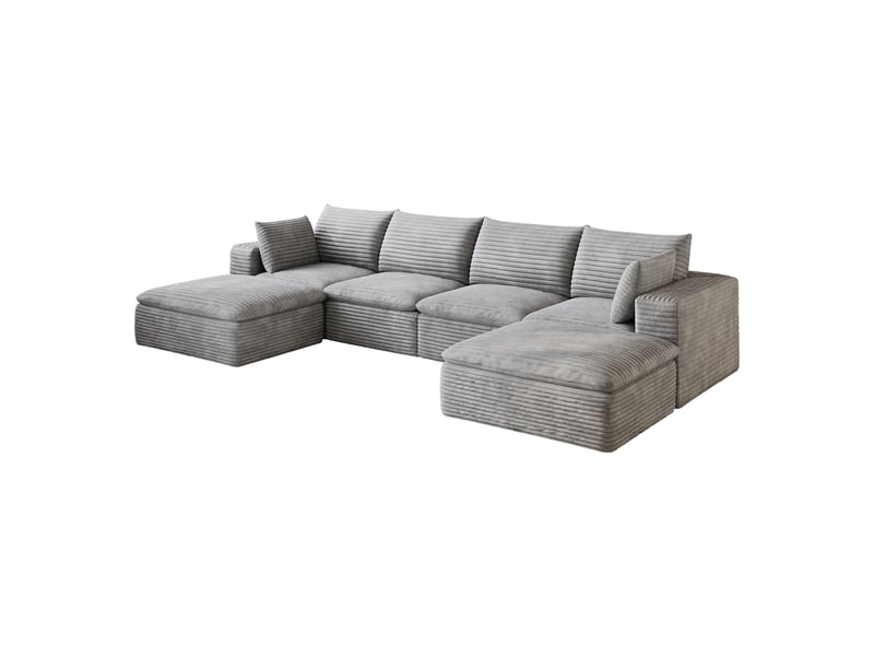 Canapé nuage 340 cm en velours côtelé gris foncé, grand canapé xxl sans montage pour salon et appartement  - Conforama A