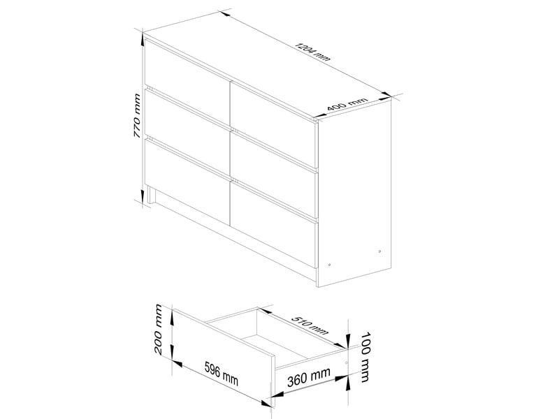 Commode k120 cachemire 120 cm 6 tiroirs 120x40x77 cm Commode K120 - Conforama C