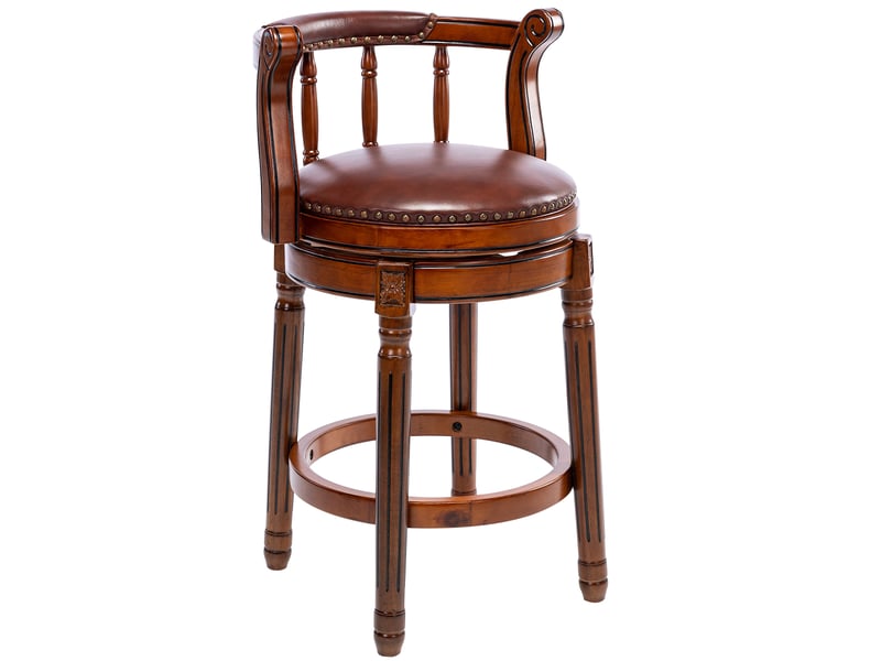  Tabouret de bar pivotant,54,8x54,8x96 cm,avec dossier,cuir véritable,marron  - Conforama A
