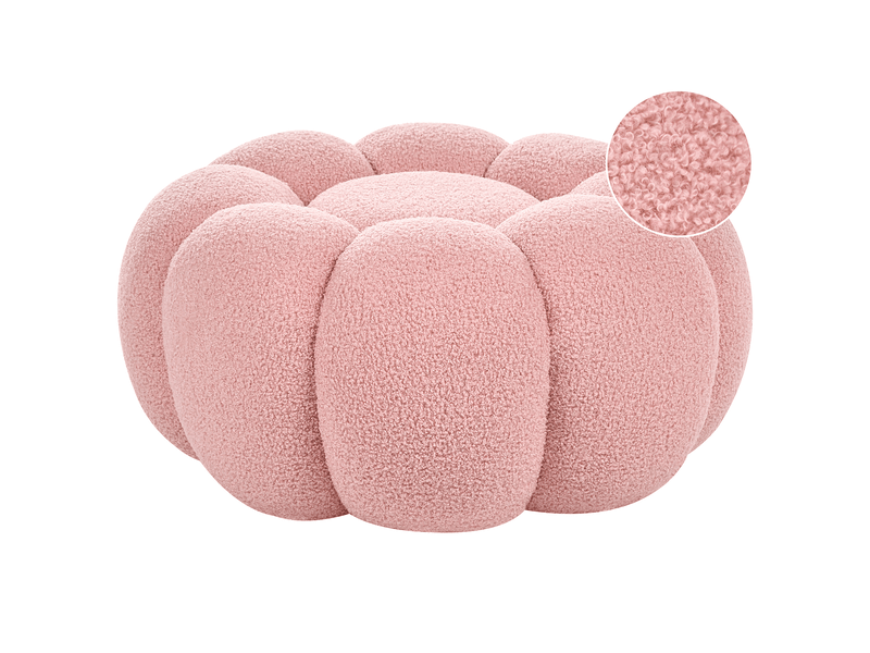  Pouf beaufort bouclé rose  - Conforama A