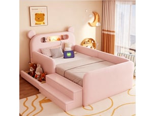 Lit simple 90x200 cm <strong>SAPGAKS</strong> <strong></strong> coloris rose