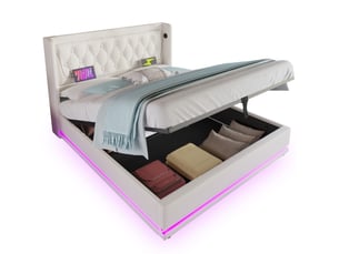 Lit coffre 160x200 cm <strong>HAUSS SPOLE</strong>  <strong></strong> coloris blanc