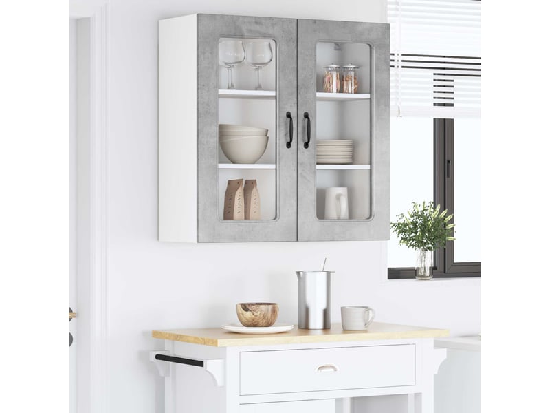  Meuble mural de cuisine | armoire de cuisine gris béton 80x31x80cm shl9322  - Conforama D
