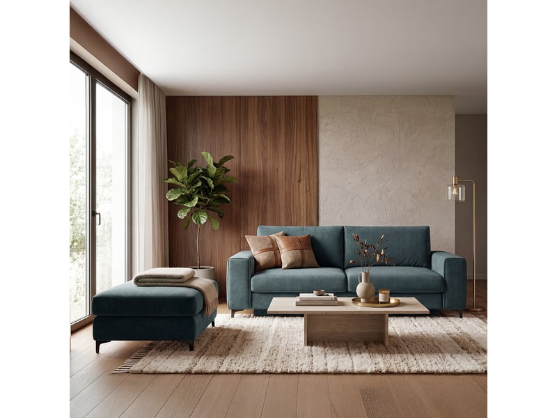 Pouf fiesole en velours bleu pétrole 3CA52.PI.0P.24 - Conforama B