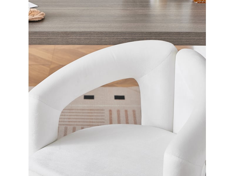  Lot de 4 chaises de salle à manger avec accoudoirs en velours beige  - Conforama D