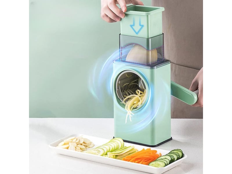 Râpe à tambour vert avec manivelle, hachoir râpe à légumes cutter carottes trancheuse râpe de pommes de terre - Conforama B